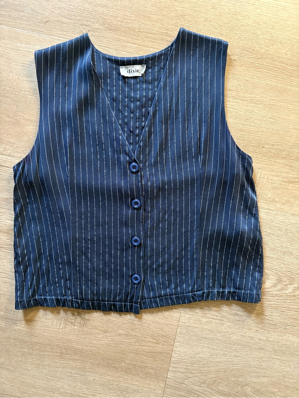 Dixie Sleeveless Navy Pinstripe Wide-Leg Pants & Vest Top - Picture 6 of 6